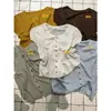 Amendoim Verão Estilo Coreano para o Trabalho Design Vazado Versátil Emagrecedor Gola Redonda Cardigan de Tricô 11357