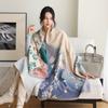 Outono e Inverno Estilo Nacional Elegante Jacquard Cachecol Temperamento Feminino Magnólia Falso Caxemira Xale Sentido Avançado Engrossado Pescoço Quente