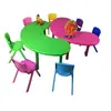 Mesa Lunar de Jardín de Infancia Mesa de Juego de Juguete de Plástico para el Hogar Infantil Mesa Curva Ajustable de Aprendizaje para Bebés y Juego de Sillas