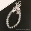 Nuevo Pulsera de Cristal con Cuentas y Llavero de Oso Sentado Lindo, Accesorio de Mano con Cadena de Oso Femenina Soñadora