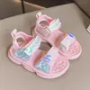 Sandálias Infantis Estilo Princesa Estilo Coreano Verão Casual Versátil Sapatos de Praia Antiderrapantes Sola Macia Lisa Sandálias Atacado para Meninas