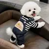 Ropa Transfronteriza para Perros Otoño e Invierno Estilo Delgado Teddy Bichón Bulldog Francés Correa-Arnés para Mascotas Ropa de Cuatro Patas Overoles para Perros Pequeños