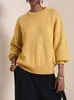 Suéter de punto pullover de cuello redondo para mujer transfronterizo europeo y americano, nuevo top de punto liso con abertura para otoño e invierno, blusa casual de manga larga
