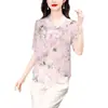 Verão 2025 Nova Chegada Estampa Truckle Elegante Blusa Fina de Chiffon de Manga Curta Calças Casuais plus size Conjunto de Duas Peças