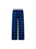 Calça Casual Feminina 2026 Primavera Nova Estilo College Retrô Americano Blocos de Cor Cintura com Cordão Perna Reta Solta
