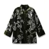 Blusa de Veludo com Botões Estilo Chinês Inverno 2026, Jaqueta Retro com Lantejoulas Florais Estilo Chinês Nova, Casaco de Algodão M3016