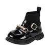Primavera y Otoño Calcetines Zapatos para Bebé Niña Transpirables Antideslizantes Suela Blanda para Bebé Zapatos para Caminar Zapatos Individuales para Niña Zapatos de Cuero de Princesa Británica