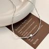 Collar cuadrado pequeño de plata de ley 925 con fragmentos de plata para mujer, estilo Ins de alta gama de verano, cadena de clavícula, Little Red Riding Book Blogger Explosions Tide