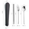 Conjunto de Três Peças de Garfo, Colher e Hashi de Aço Inoxidável Alto Valor Estudante Portátil Utensílios de Mesa Criativos Garfo Colher Combinando Cores Embalado em Caixa