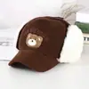 Bonés de Veludo Cotelê Atacado para Crianças de 3-8 Anos, Bonés Super Fofos com Orelhas de Urso de Desenho Animado para Outono e Inverno, Transfronteiriço