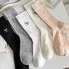 Meias Jk Finas Brancas de Primavera e Verão Meias Femininas de Meia Panturrilha Estilo Ballet Laço Malha Meias Felpudas Meias de Algodão Puro