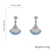 Pendientes de abanico con circonita Super Flash de Aguja de Plata Pendientes Populares Transfronterizos Europeos y Americanos Pendientes Exquisitos de Lujo Ligero de Alta Gama para Mujer Venta al por Mayor