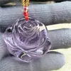 Collar de suéter largo y chic con colgante de vidrio imitación jade y colgante de amatista rosa de la suerte, estilo coreano para mujer, combinable