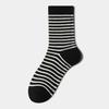 Calcetines Rayados para Mujer, Calcetines de Media Pantorrilla para Otoño e Invierno, Algodón Puro, Engrosados, Cálidos, Estilo Coreano, Blanco y Negro, Calcetines Largos Holgados de Moda para Invierno