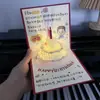 Tarjeta de felicitación de cumpleaños tridimensional creativa DIY de alto nivel tallado en papel hecho a mano regalo bendición música fuegos artificiales luminosos tarjeta