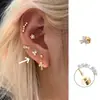 Pendientes de Cruz Exquisitos Vintage, Estilo Lujo Ligero, Pendientes de Circonita Estrella de Moda, Pendientes Exquisitos de Gama Alta