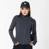Lulu manga larga ropa de yoga mujer primavera otoño top de yoga engrosado ropa para correr fitness cuello alto ajustada chaqueta deportiva mujer