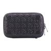 Bolsa de cosméticos de viagem pequena com padrão trançado preto, bolsa de armazenamento de cosméticos, porta-chaves e moedas, bolsa transversal casual para atividades ao ar livre