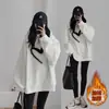 Moletom com Capuz de Veludo Preto Outono e Inverno para Mulheres 2025 Novo Design Solto Top Hoodie Espesso Atacado