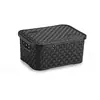 Caixa Plástica Multiuso de Rattan com Tampa Preta PP 2L.