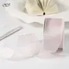 Fita de organza perolada brilhante com embalagem de caixa de presente floral, fita de renda ondulada, fita de gaze branca para laços DIY