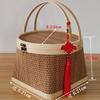 Cesta de Bambú Portátil Estilo Retro para el Festival del Bote del Dragón, Empaque de Regalo para Tamales, Huevos, Artículos Especiales, Frutas, Cangrejos, Caja de Regalo Festiva