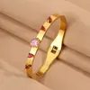 Pulsera de Acero Inoxidable de Grado Comercial, con Incrustaciones de Diamantes en Forma de Corazón, de Lujo Ligero, Elegante, de Nicho, Versátil, para Mujer