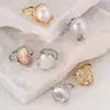 Anillo de Perla Barroca Natural Estilo Francés Estético Banda de Anillo de Cobre Ajustable Anillo de Perla Grande Venta al por Mayor desde el Fabricante