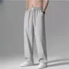 Pantalones ligeros de seda helada de verano, pantalones deportivos de secado rápido para hombre, pantalones casuales rectos fluidos, pantalones largos holgados de talla grande para hombre