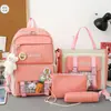Set de Cuatro Piezas de Mochilas Escolares para Estudiantes, Mochilas Casuales de Moda Estilo Coreano, Mochilas de Viaje para Exteriores de Gran Capacidad, Estilo Coreano, Color Sólido Simple