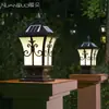 Luminária de parede movida a energia solar, luminária de poste externa, luminária de poste à prova d'água estilo europeu para portão de jardim de vila, luminária de poste estilo chinês para pátio
