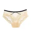 Ropa interior sexy europea y americana para mujer, cintura baja, media cadera, perspectiva, encaje de lunares, ropa interior sexy, tentación, bragas transparentes