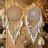 Apanhador de Sonhos Criativo de Crochê Europeu e Americano Pena Sino de Vento Pendurado Entrada de Casa Decoração de Interior Casamento Fundo Pingente Grande