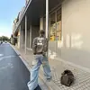 Jaqueta corta-vento com gola alta, zíper, estampa de leopardo, estilo de rua americano, masculina, leve, modelagem solta, casual, curta, jaqueta retrô, moletom