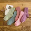 Meias de Inverno Femininas de Cano Médio Estilo Coreano Meias Longas Meias Grossas de Lã para Chão Meias Quentes Meias de Terry Outono e Inverno Meias Femininas