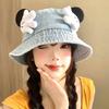 Bonito Sombrero de Pescador de Mezclilla con Mano Pequeña de Mickey para Mujer, Versión Coreana de Verano, Sombrero de Cubo Adelgazante, Sombrero de Sol para Viajes, Protección Solar, Moderno
