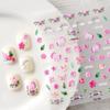 Procesamiento de liquidación nueva tecnología pegatinas de uñas de flores japonesas al por mayor relieve con pegatinas de uñas adhesivas 5D lindas