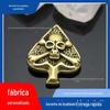 Fivela de pano de caveira de pôquer de latão em forma de coração crânio decorativo fivela de carteira de coração de pêssego acessórios de couro DIY
