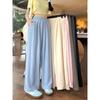 Pantalones Yamamoto de Espuma de Leche de Seda de Hielo para Mujer, Verano Delgados 2025 Nuevo Texturizado Pequeño Suelto Recto Drapeado Pierna Ancha