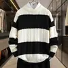 Nuevos suéteres de punto para otoño e invierno para hombres y mujeres, suéteres casuales sueltos a rayas de color block juveniles de moda