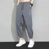 Fabricante Original Calça Casual de Seda Gelada Masculina Fina Secagem Rápida Calça Esportiva Solta Jogger Marca Tendência Calça Cropped Masculina