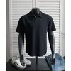 Camisa Polo Masculina de Verão American High Street Pesada com Ombro Normal Manga Curta Patchwork Versátil Resistente a Amassados Pequeno Decote V Top