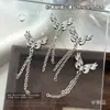 Accesorios para Uñas con Mariposa Plateada Galvanizada y Circonita, Colgantes de Cadena con Borla 3D Brillantes, Decoraciones de Pedrería para Uñas DIY al por Mayor