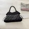 Korean Niche Suede Patchwork Plaid Tote Bag for Women 2026 Autumn/Winter New Color Block Lettering Single Shoulder Underarm Bag