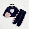 Conjunto de Bebê para Primavera e Outono Sudadora Azul Marinho com Estampa de Carta de Amor Calça Esportiva Casual Roupa Confortável