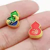 Cuentas espaciadoras de calabaza de aceite con goteo de oro estilo chino con agujero pasante, monedas de la fortuna, accesorios para pulseras DIY que atraen la riqueza