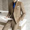 Traje Traje para Hombre Nuevo Traje de Negocios Cruzado Estilo Coreano para Hombre Traje Ajustado Chaleco Pantalones Traje de Tres Piezas para Hombre