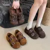 Zapatos Birkenstock de Cuero Genuino con Hebilla Vintage para Mujer Planos Mary Jane 2026 Otoño/Invierno Nuevas Llegadas Mocasines de Conducir con Forro de Terciopelo