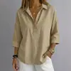 Moda Femenina de Verano 2026 Transfronteriza Estilo Europeo y Americano Casual Holgada Color Sólido Cuello Turn-Down Camisa de Botones