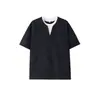 Nueva Camiseta de Manga Corta con Cuello en V Estilo Universitario Falsa de Dos Piezas Camiseta Casual Holgada Tie-Dye Americana Top para Hombre